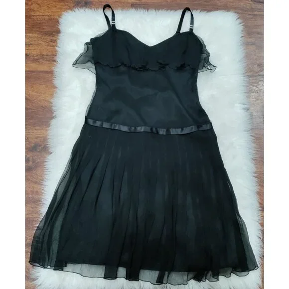 Laundry By Shelli Segal Whimsy Goth Twee Ribbon Waist Silk Dress Women's Size 2 - Picture 5 of 10